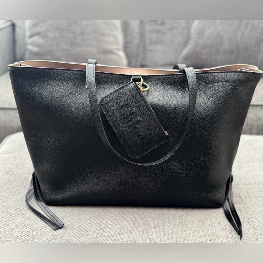 Chloe Black Leather Sense Tote Bag